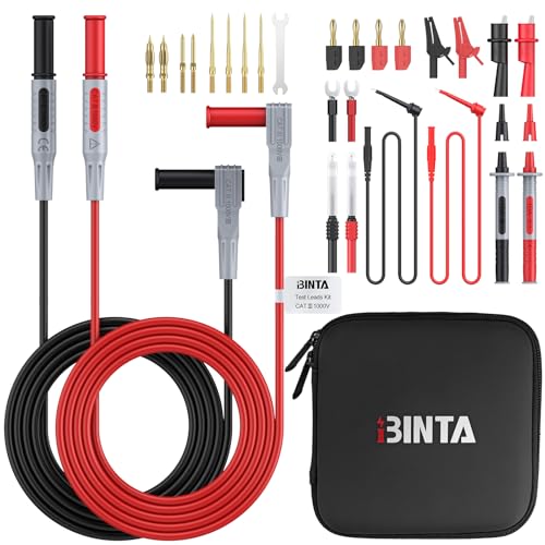 Image of BINTA 28PCS Silicone Multimeter Leads Kit with Replaceable Gold-Plated Test Probes 4PCS Alligator Clips Test Hook Storage Bag, Multimeter Test Leads Kit for Industrial Car Electrical Testing Home