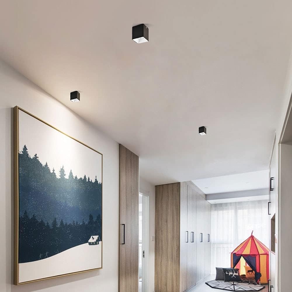 Faretti da soffitto for interni, faretti da soffitto quadrati in alluminio, faretti e lampade d'accento(Black+white-3w)