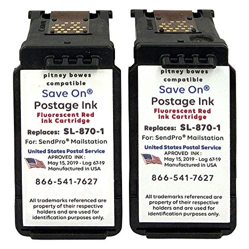 Save On Postage Ink Compatible (2 Pack) SL-870-1 Red Ink Cartridge for New SendPro Mailstation (CSD1) Compatible