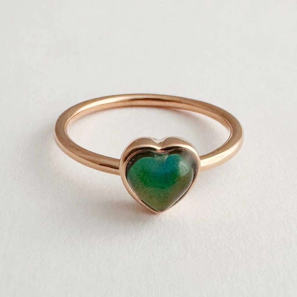 Honeycat Heart Mini Mood Stone Color Changing Ring | Minimalist Fun Dainty Jewelry