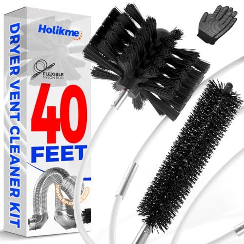 Holikme 40 Feet Dryer Vent Cleaner Kit, Flexible Lint Brush with Drill Attachment, Extends Up to 40...