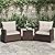 Shintenchi 3 Pieces Patio Furniture Set 3 Pieces PE Rattan Wicker Chairs with Table Outdoor Furniture for Backyard/Garden/Poolside/Outdoor Restaurant Brown Rattan with White Cushion