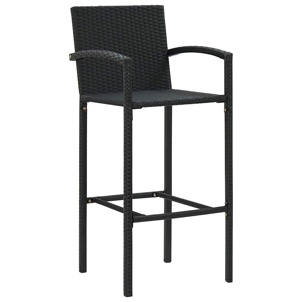 Juego de 5 barras de jardín negro con mesa y sillas de ratán sintético y madera de acacia para balcón, terraza o jardín, muebles de exterior, resistente a la intemperie, grupo de salón, grupo