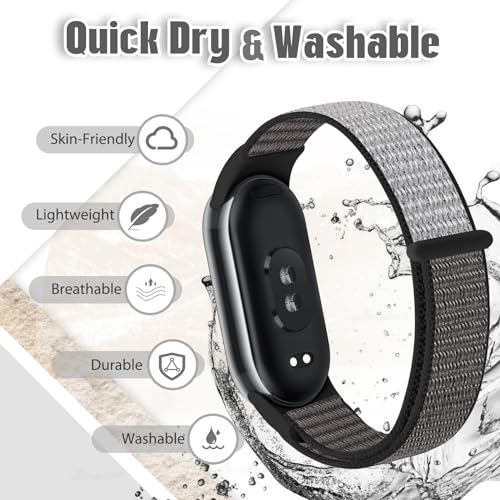 Image of Nylon Sport Band Compatible with Xiaomi Smart Band 10 /9 /8 for Women Men, Soft Adjustable Breathable Sport Loop Watch Strap Replacement Wristband for Xiaomi Mi Band 10 /9 /8, 3pcs