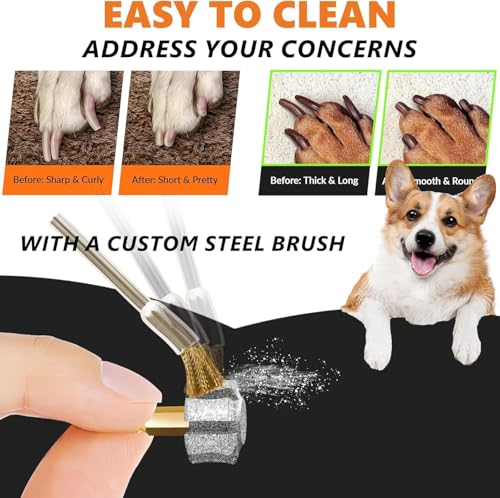 Image of LENONG Fast Cooling Dog Nail Grinder Head with 7-Grooves, Anti-Clogging Diamond Pet Nail Grinder Replacement Bit with Steel Brush for Casfuy and Most Brands (1pcs 80#)