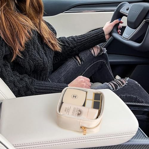 Small Clear Makeup Bag for Purse Small Cosmetic Bag Travel Size Toiletry Bags Cute Travel Makeup Bag,Coin Purse,Car Asscessories Organizer Storage Travel Essentials for Women Girls(Clear-Beige)4