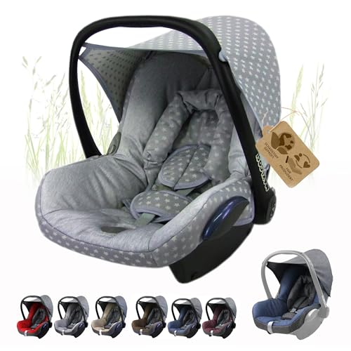 Funda de repuesto para capazo de bebé, compatible con Maxi Cosi CabrioFix, juego completo de fundas de asiento de 6 piezas con almohadillas para cinturón de seguridad, capota y reposacabezas