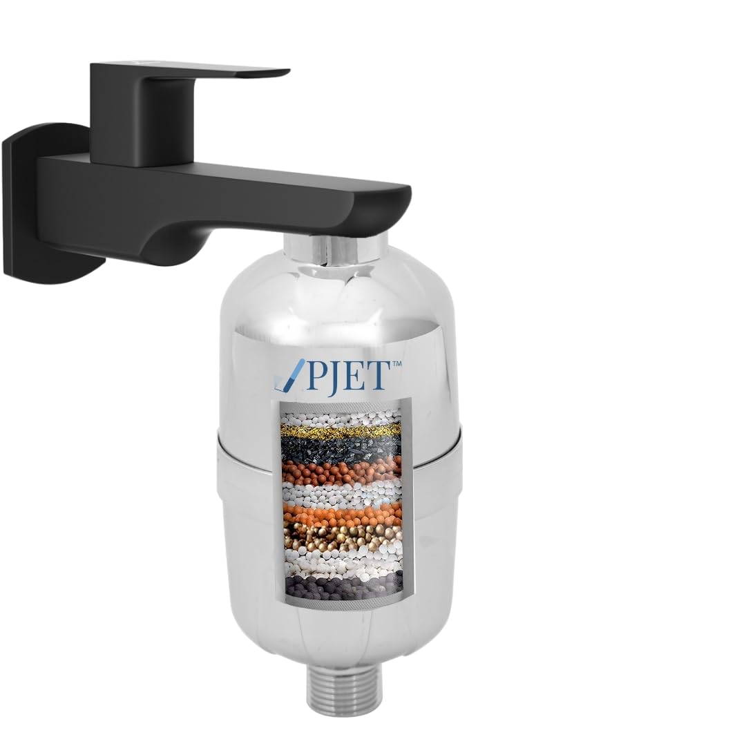 PJET Silver Hard Water Softener for Tap | Water Softener for Tap & Bathroom | Shower & Tap Filter for Hard Water | Water Purifier for Bathroom Use