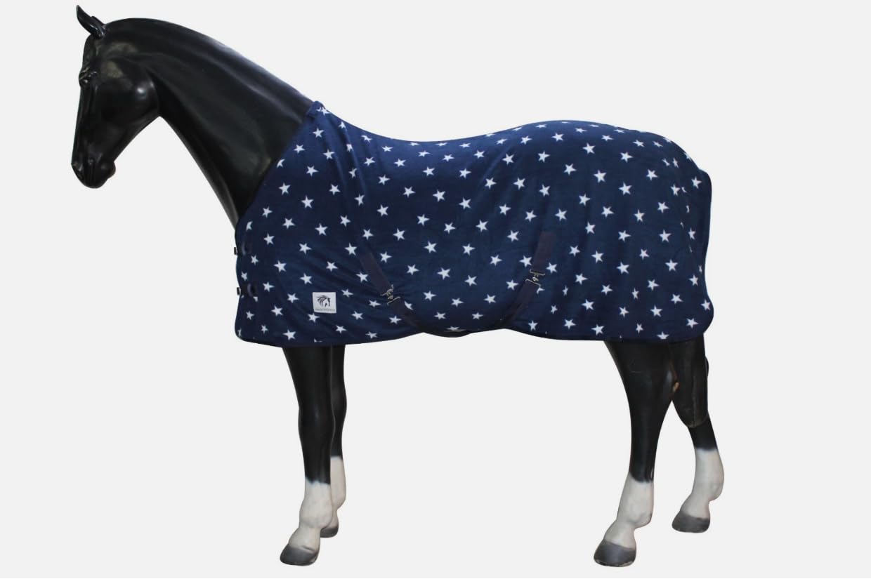 Horse Fleece Rug with Standard Neck – Breathable Stable Sheet for Horses – Lightweight & Warm – Navy
