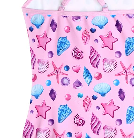 Image of Girls Swimsuit One Piece Bathing Suit with Adjustable Straps Cute Little Kids Swimming Suits Beach Swimwear 4T-12