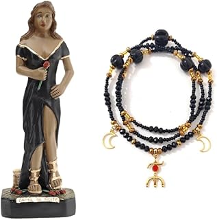 Guia Pomba Gira Dama da Noite Cristal 8mm Miçanga Jablonex 60 cm + Imagem Gesso 20 cm Escultura Umbanda  