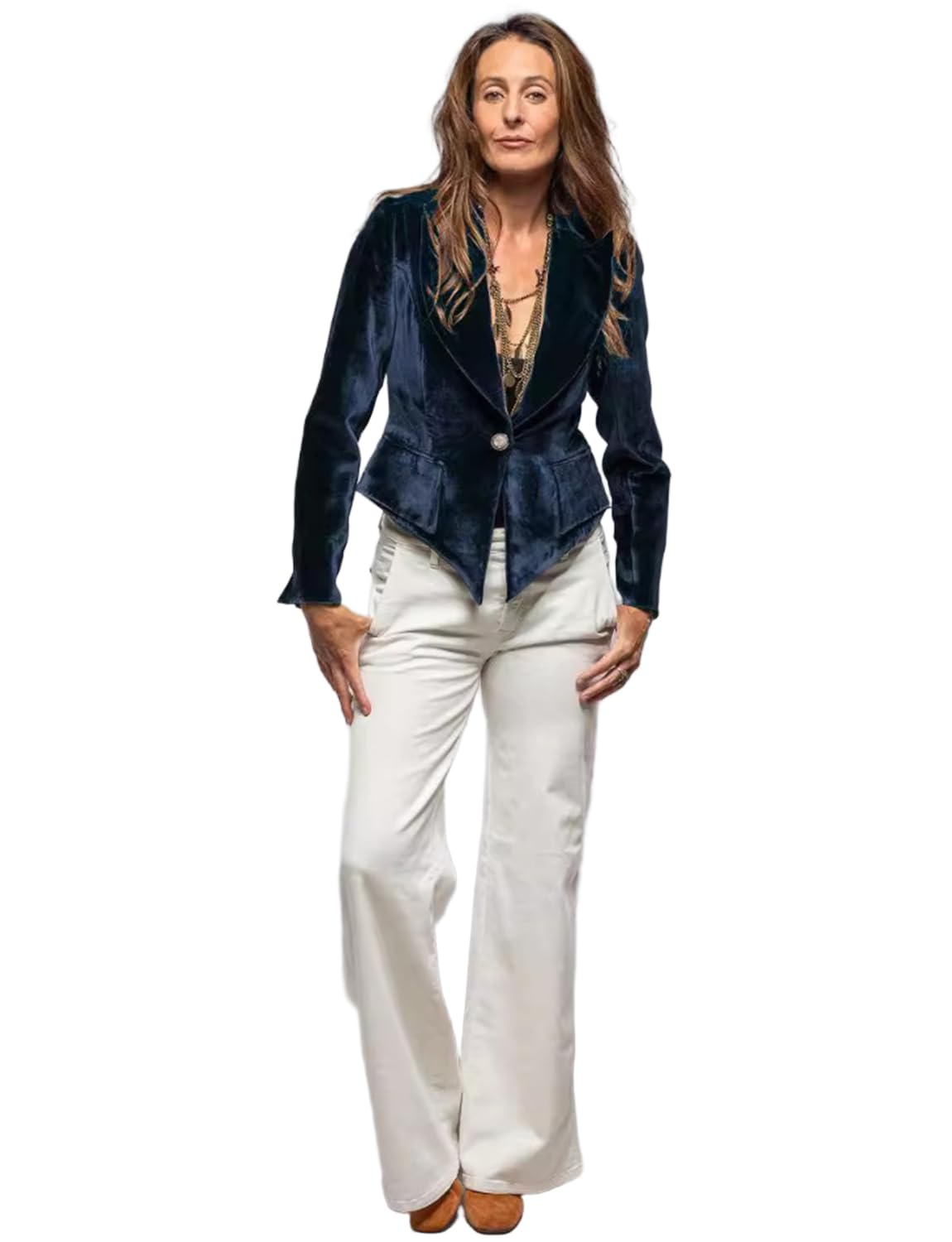 Womens Velvet Suit Blazer Single Breasted Tuxedos Jacket for Christmas Office Work