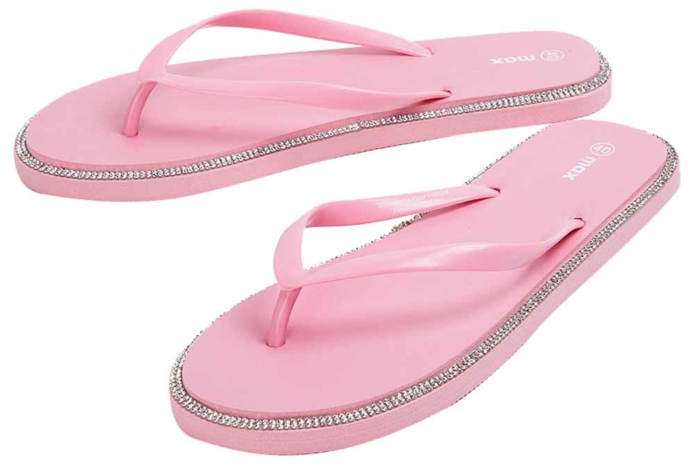 Max Women Stone Embellished Flip Flops