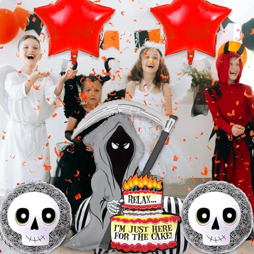 Image of Rozi Decoration Skeleton Theme Foil Balloons | Halloween Decorations Set for Home | Costume for Girls | Multicolor, 5 Pieces