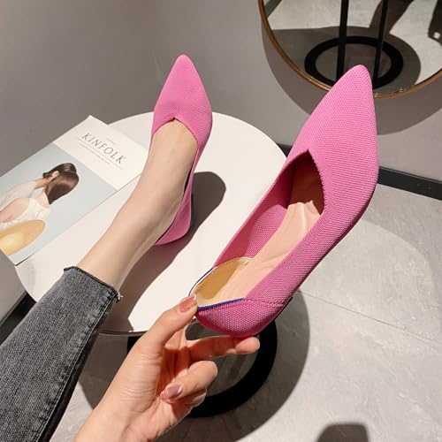 SWDZM Women's Flats Shoes Pointed Toe Knit Ballet Comfortable Dressy Slip On Flat Classic Ballet Office Work Shoes3