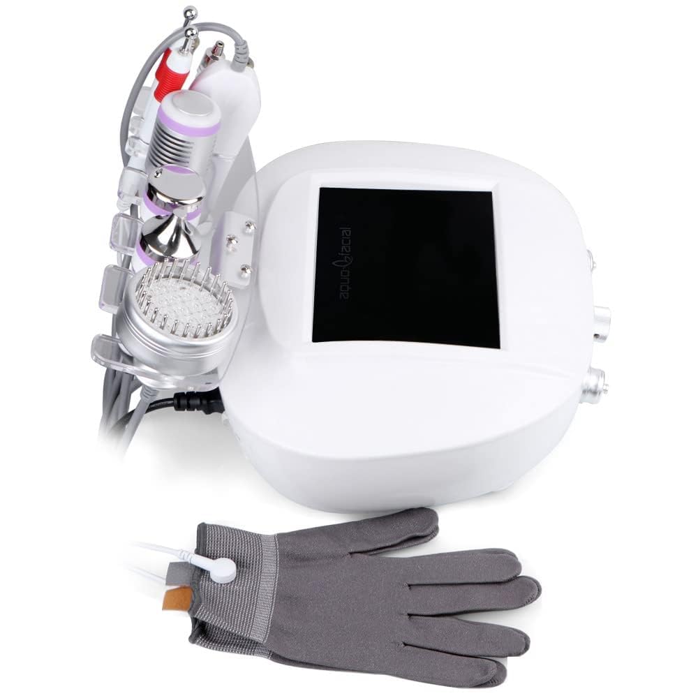 Máquina facial profesional 5 en 1: microdermoabrasión y terapia de iones galvánicos para limpieza profunda, absorción de suero antienvejecimiento, levantamiento de RF y rejuvenecimiento de la piel LED