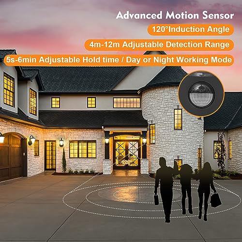 CELAVY PIR Outdoor Wall Lights - Outside Light Mains Powered IP65 with Motion Sensor, Modern Porch Light Front Door Lamp, External LED Lighting Exterior Sconce Wall Mounted for House, Anthracite - Image 4