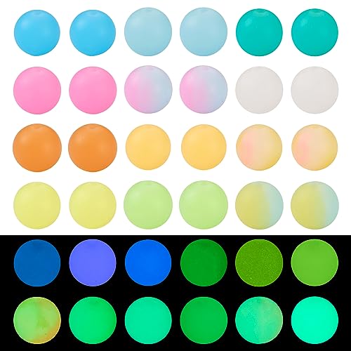72 abalorios de silicona de 12 mm que brillan en la oscuridad, cuentas espaciadoras redondas luminosas, 12 colores para pulseras, aretes, collares, fabricación de joyas