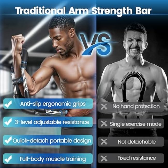 Twister Arm Trainer - Adjustable Resistance Arm & Chest Exerciser, Portable Forearm Strengthener with Detachable Design, Power Twister Bar for Home Gym, Outdoor & Office Workout