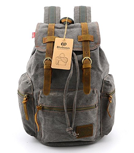 BLUBOON Vintage Mochilas de Lona para Hombre Mujer Casual Backpack Canvas Rucksack