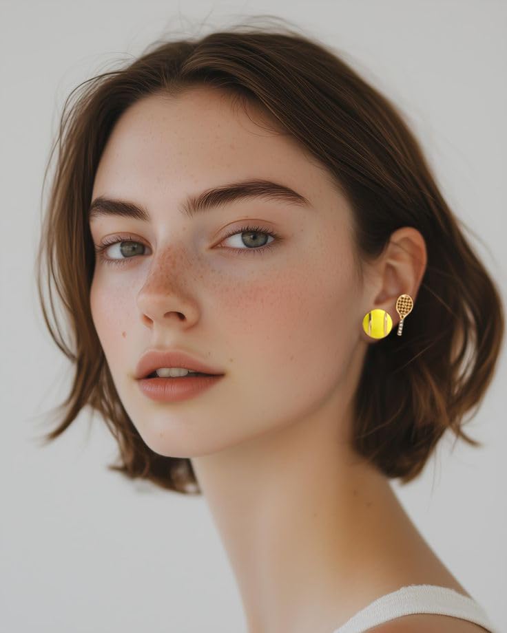 4 Pcs Tennis Earrings Set for Women, Rhinestone Tennis Racket Ball Studs, Sparkling Crystal Sport Jewelry Gift for Players3