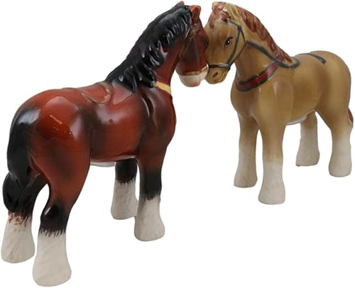 Miniatura 6 de Ebros Gift Western Clydesdale - Juego de salero y pimentero de caballo Scotland Sabino, figuras de cerámica de 4 pulgadas de alto, coleccionables,