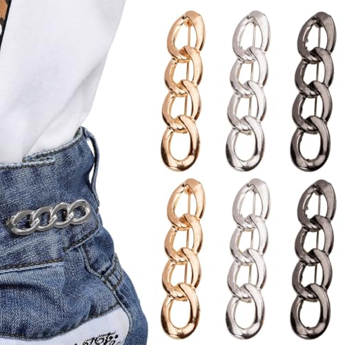 JYNXOR 6 Pezzi Clip Regolabili per Vita per Pantaloni, Pratici Stringivita e Clip per Ridurre la Vita dei Pantaloni, Stringi Pantaloni Vita, Ideali per Bottoni Jeans Regolabili