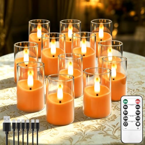 Image of Small Rechargeable Flameless Tea Lights Candles with Timer Remote