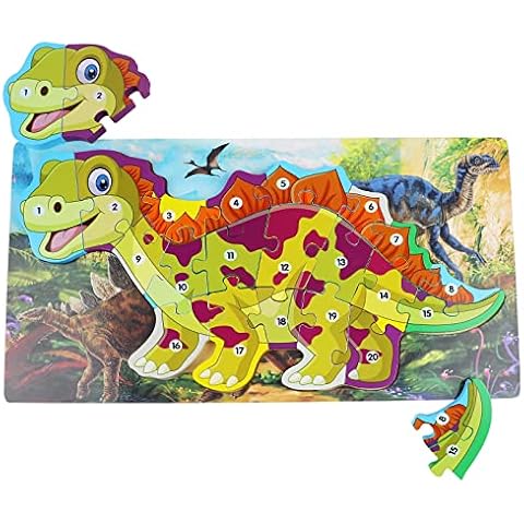 Wooden Jigsaw Puzzles, Dinosaur Jigsaw Puzzle for Kids Age 1-4 Year Olds,Educational Montessori Learning Toys for Toddlers Cover