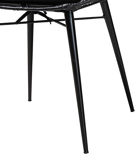 Miniatura 5 de Baxton Studio Brenna Bohemian - Silla de comedor de ratán y metal con acabado negro