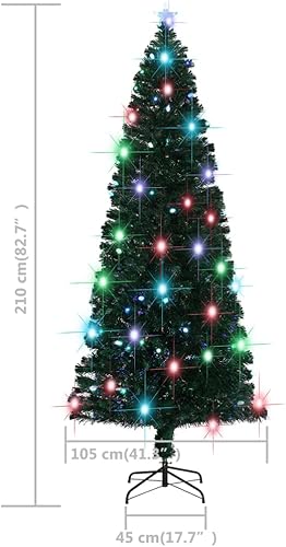 Miniatura 6 de Árbol de Navidad artificial de 7 pies con soporte de acero y 49 luces LED de fibra óptica para el hogar, oficina, decoración de fiesta con 280