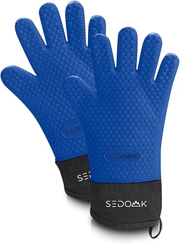 SEDOAK Guantes de horno resistentes al calor Guantes de barbacoa Ideal para barbacoa, parrilla, hornear, cocinar y más Silicona de doble capa,