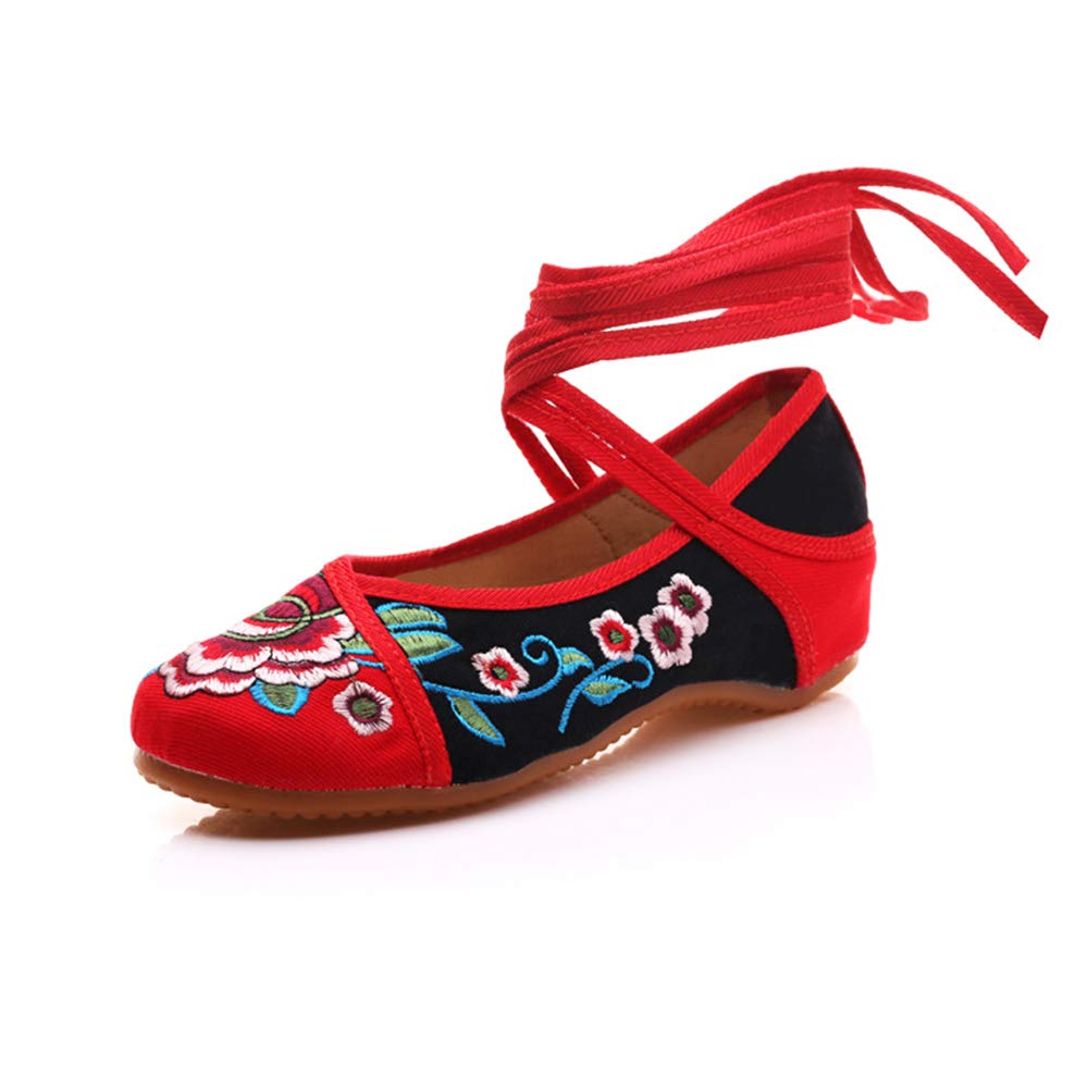 Embroidered Ballet Shoes Flats Women Comfortable Loafers Round Toe Causal