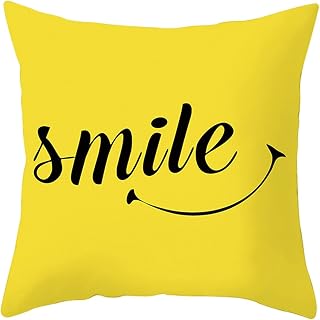Lieson Fundas de almohada decorativas, 1 funda de almohada de 45 x 45 cm, color amarillo y negro