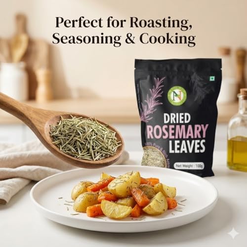 Image of NatureVit Dried Rosemary Leaves 100g | 100% Natural, Pure & Aromatic Herb | For Cooking, Hair Growth, Tea & DIY Skincare | Suitable for Rosemary water and Rosemarry Oil preparation