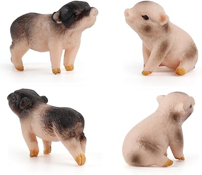 4 Pcs Realistic Farm Pig Animals Model Figure Toy Set,Barn Farm Pig Figurines Collection Playset with Farm Keepers, Preschool Science Educational Learn Cognitive Props