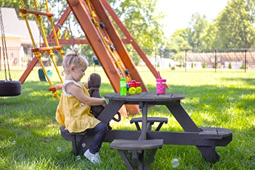Jack & June Circular Cedar Picnic Table – 100% Cedar Wood – Weather Resistant – Perfect for Outdoor Dining and Entertaining - Thumbnail 2