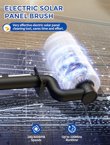 Image of Electric Solar Panel Cleaning Kit, 20FT Solar Panel Cleaning Brush and Pole with Soap Dispenser, Telescopic Water Fed Pole, Solar Panel Cleaner Solution for Windows, Roof, RV