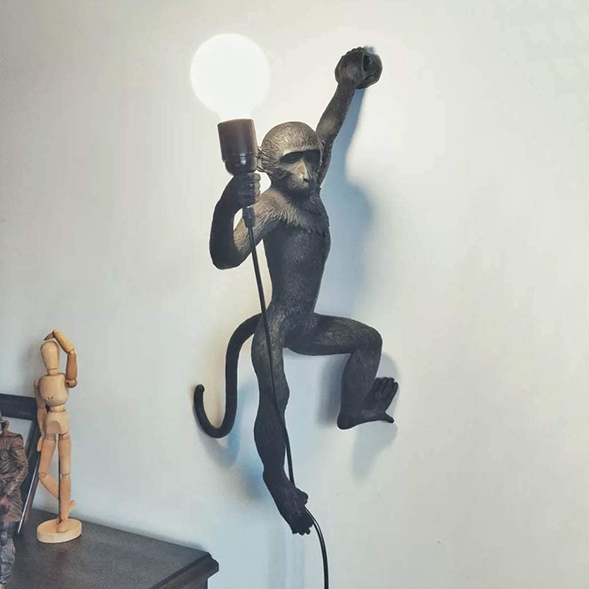 LIGHTZILLIA Modern Design Black Monkey Wall Light Sconce Lamp Vintage Rustic Industrial Fixture for Dining, Bedroom, Living Room, Restaurants,Coffee Shop, Balcony (Without Bulb)