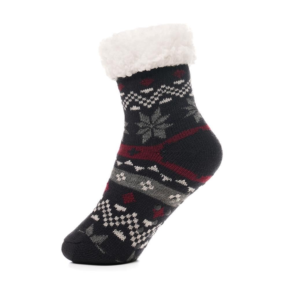 A2z 4 Kids Boys Black Premium Fluffy Sherpa Fleece Lined Christmas - Socks Az038 11-14