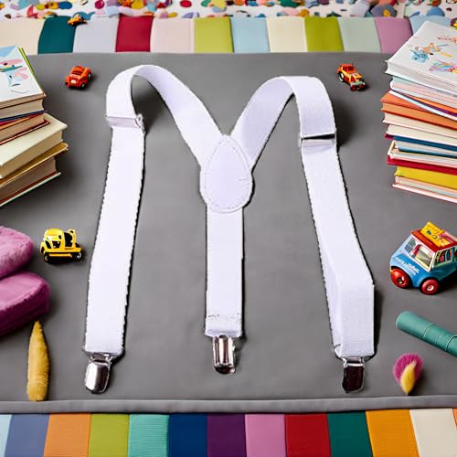 White Child Girls Boys Suspenders Braces,Kids Y-Back Adjustable Elastic Suspenders with Metal Clips for Boys Girls, for Adjustable - Elastic Y Shape Suspender3