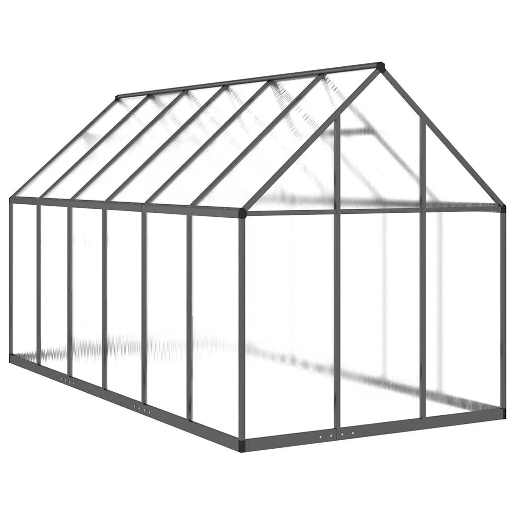 Gewächshaus mit Fundamentrahmen Anthrazit 334x169x195 cm Aluminium Polycarbonat für Garten Anbaufläche