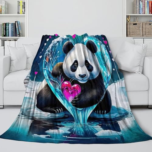Couvertures 3D en flanelle panda géant plaid chaud toutes saisons