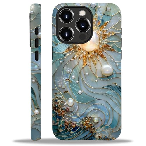 ZHEGAILIAN Case for iPhone 14 Pro,Pearl Sun Waves for 2 in 1 Hard Shell + Soft Silicone,Shockproof Bumper Drop Protective Case for iPhone 14 Pro