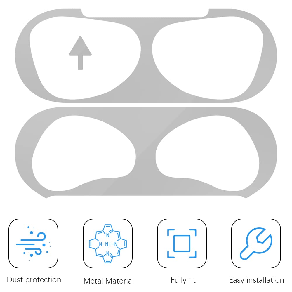 Senbos Dust Guard for Apple AirPods 3 Case, Ultra Slim Metal Sticker Protection Film, Dust-Proof & Scratch-Resistant Cover for AirPods 3rd Generation, Luxurious Look, Protects from Iron/Metal Shavings