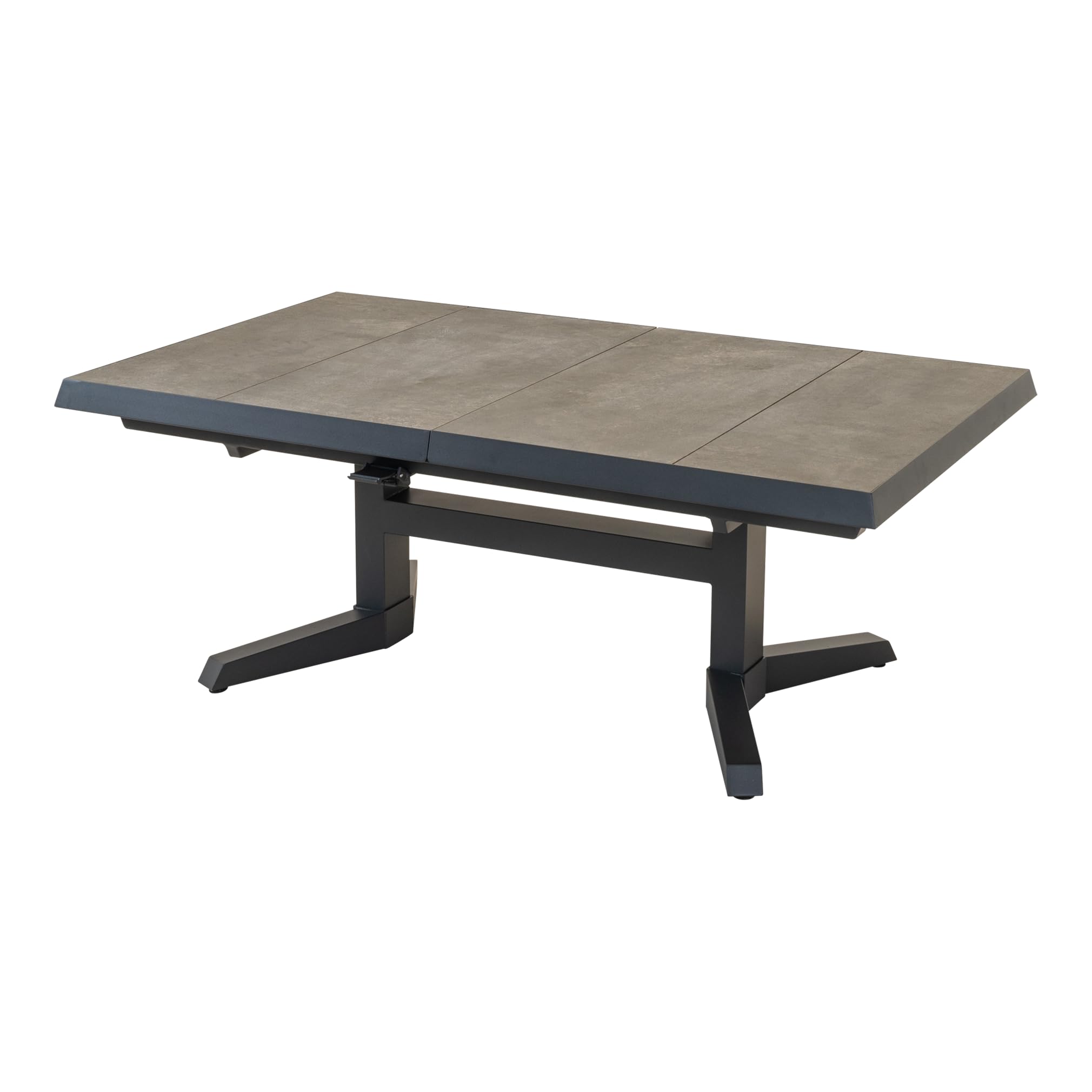 Lesli Living Keramik Ausziehtisch Murcia, Gartentisch, Anthrazit | Ausziehbar 143 auf 183 x 88 cm, Stufenlos Höhenverstellbar H 54-74 cm, Keramikplatte, Wetterfest, Outdoor