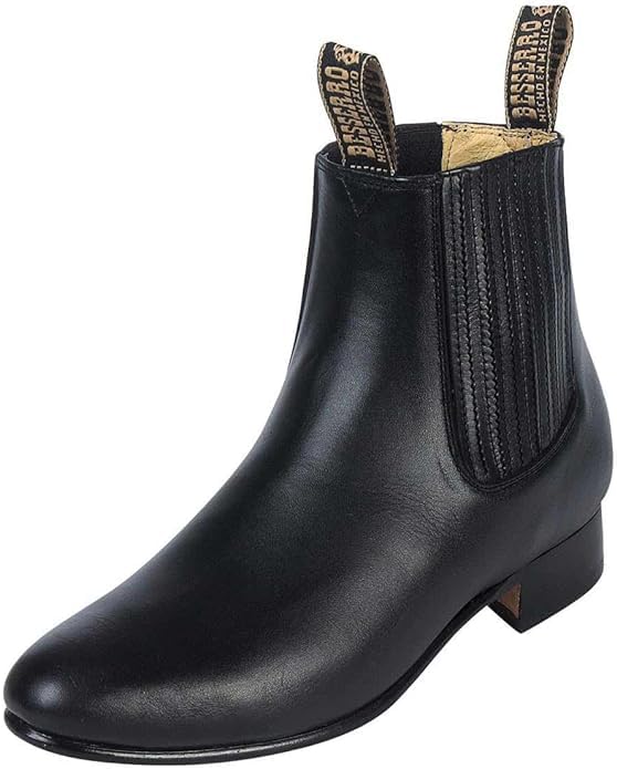 Dona Michi Mens Charro Botin Short Ankle Soft Cow Leather Boots CR300 Black-8.5