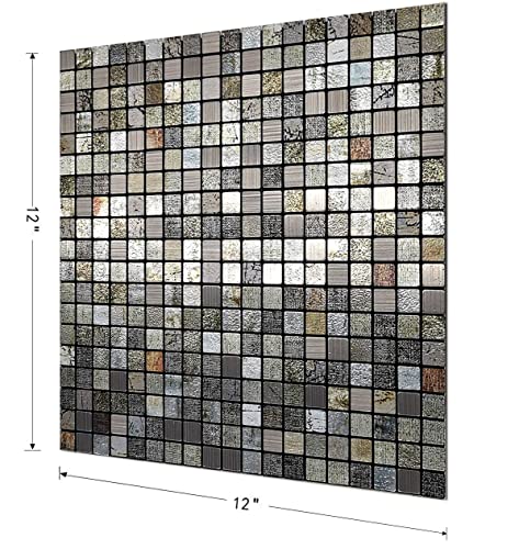 Weimeisc 5 Sheets Peel And Stick Backsplash Tile For Kitchen, Self-Adhesive Mosaic Tile, Stick On Bathroom Vanities，Fireplace Décor, Laundry Table(12" X 12") (Gray Pain2, 5) #TOP1