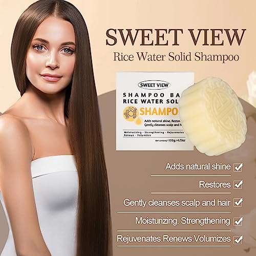SWEET VIEW Shampoo Bar, Rice Water Shampoo Bars for Hair Growth & Strengthening, Vegan Hair Darkening Solid Shampoo 120g - Image 5