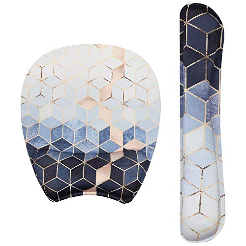 iLeadon Keyboard Wrist Rest and Mouse Pad with Wrist Support Gel Set, Ergonomic Mouse Pad with Non Slip Rubber Base, Soft Memory Foam for Home Office Easy Working Typing Pain Relief, Abstract Cubes